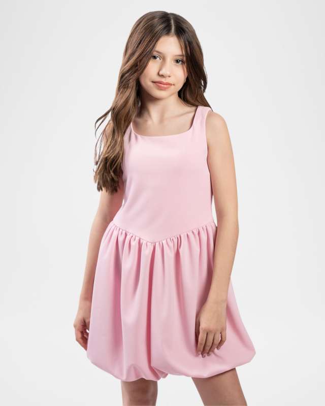 Girl's Olivia Knit Low-Waist Bubble Dress, Size 7-16